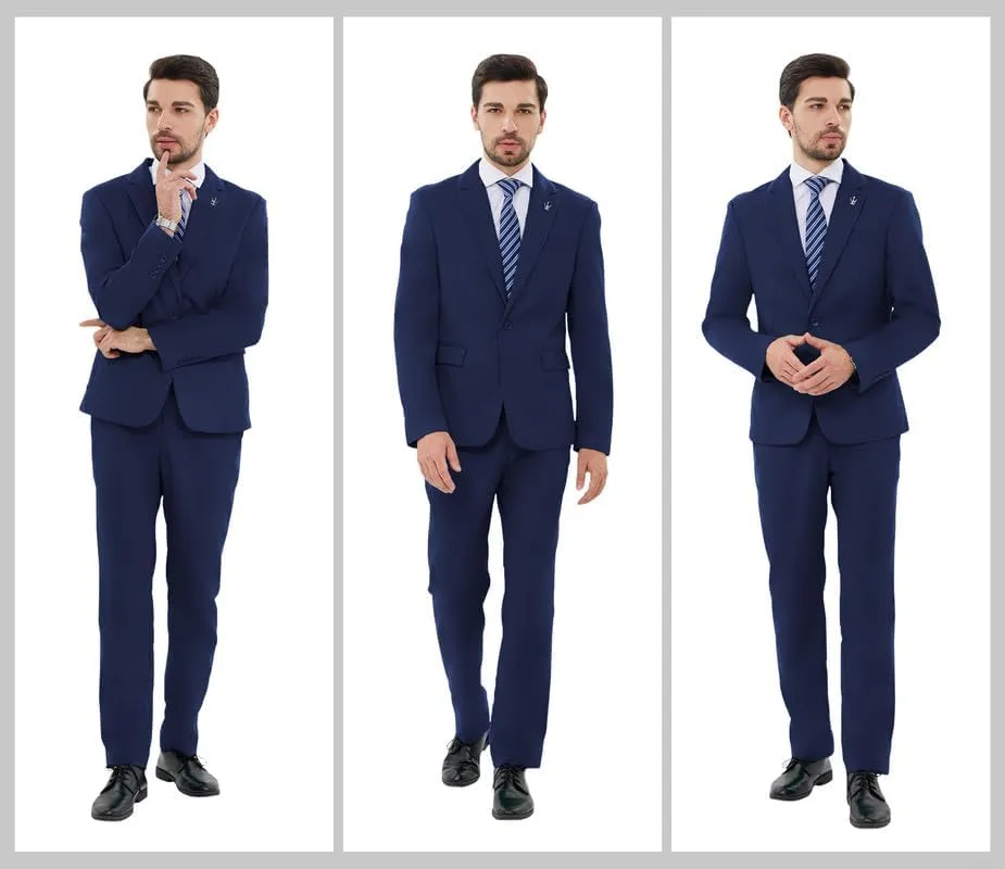 MAGE MALE Mens 2 Piece Suit Slim Fit Solid Wedding Prom Tuxedo Suit with One Button Notch Lapel Blazer and Pants