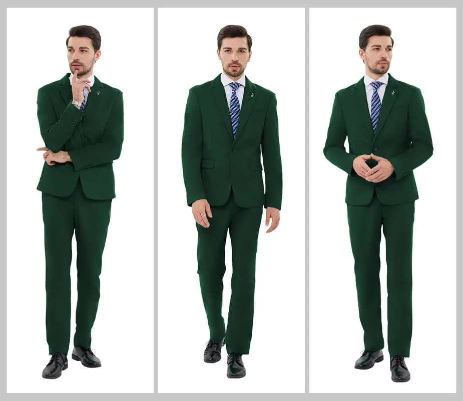 MAGE MALE Mens 2 Piece Suit Slim Fit Solid Wedding Prom Tuxedo Suit with One Button Notch Lapel Blazer and Pants