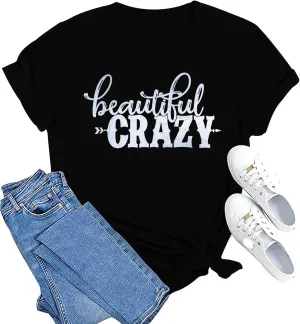 MAIHUN Beautiful Crazy Shirts Women Country Music Tshirt Funny Letter Printed Tee Casual Short Sleeve Tops
