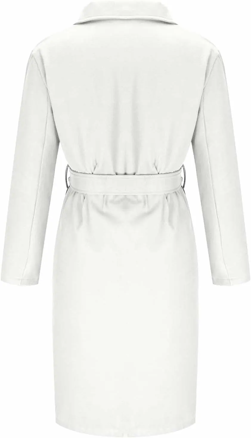 maisdgop Long Trench Coat for Women Winter Wool Open Front Windbreaker Trendy Long Sleeve Warm Lapel Overcoat with Pockets