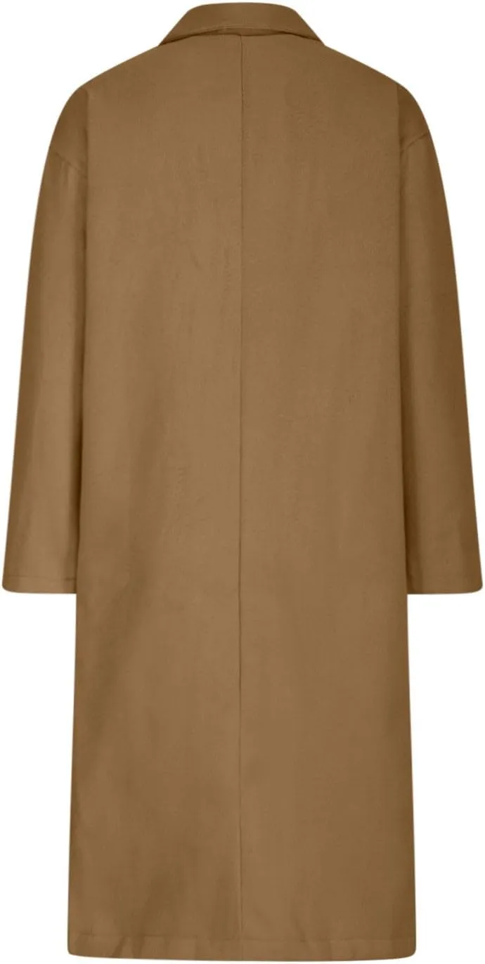 maisdgop Trench Coats for Women Classic Double Breasted Peacoat Long Sleeve Lapel Windbreaker Winter Woolen Cloth Jackets