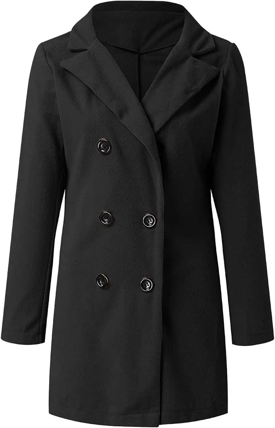 maisdgop Women's Trench Coat 2024 Winter Open Front Double Breasted Peacoats Comfy Long Sleeve Lapel Button down Windbreaker