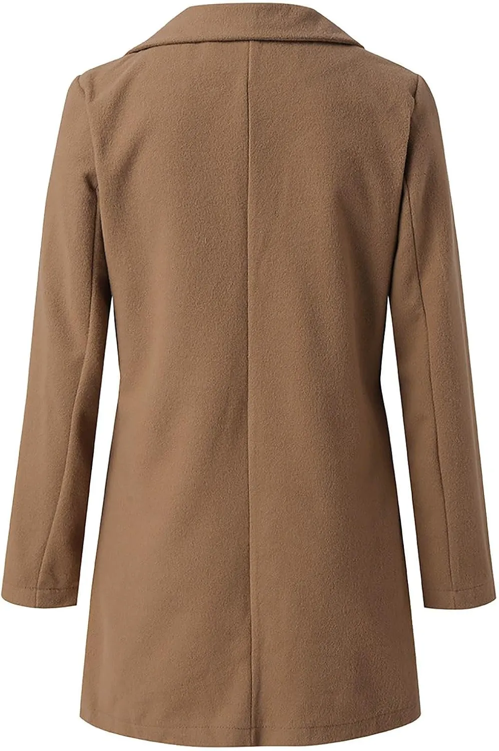 maisdgop Women's Trench Coat 2024 Winter Open Front Double Breasted Peacoats Comfy Long Sleeve Lapel Button down Windbreaker