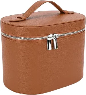 Makeup Bag, Travel Cosmetic Pouch, PU Leather Vanity Organizer, Fashionable Colors & Design, Spacious Interior, 24x14x16cm, For Jewelry, Toiletries, And Bathroom Use