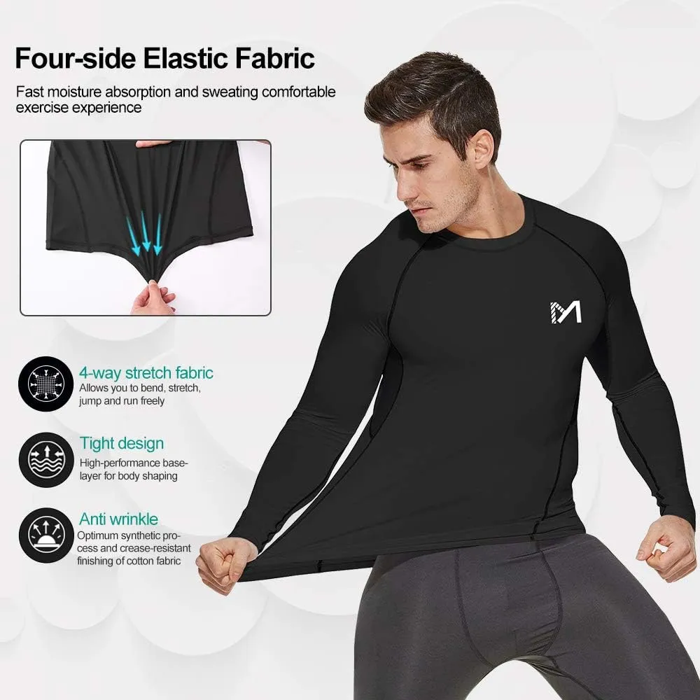 MEETWEE Compression Shirt Men, Long Short Sleeve Athletic Workout Shirt Base Layer Undershirt for Sport Running Fitness