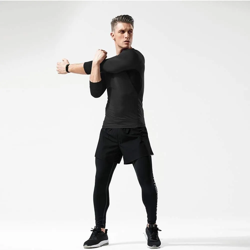 MEETWEE Compression Shirt Men, Long Short Sleeve Athletic Workout Shirt Base Layer Undershirt for Sport Running Fitness