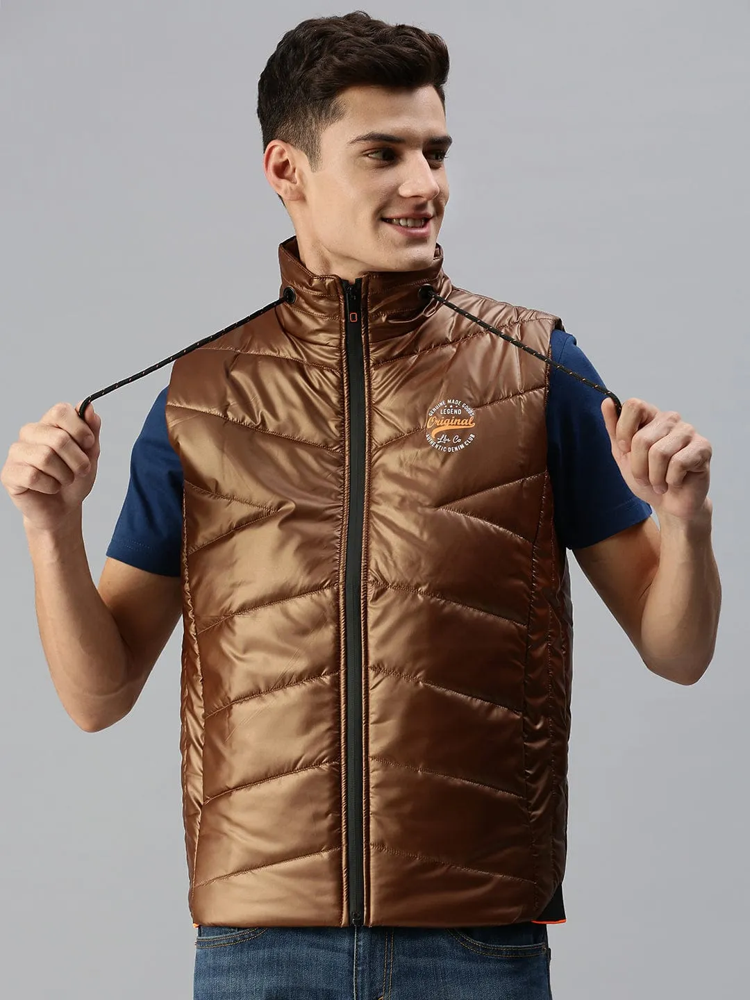 Men Brown Colour blocked Lightweight Bomber Jacket