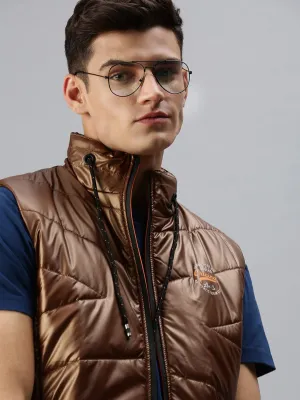 Men Brown Colour blocked Lightweight Bomber Jacket