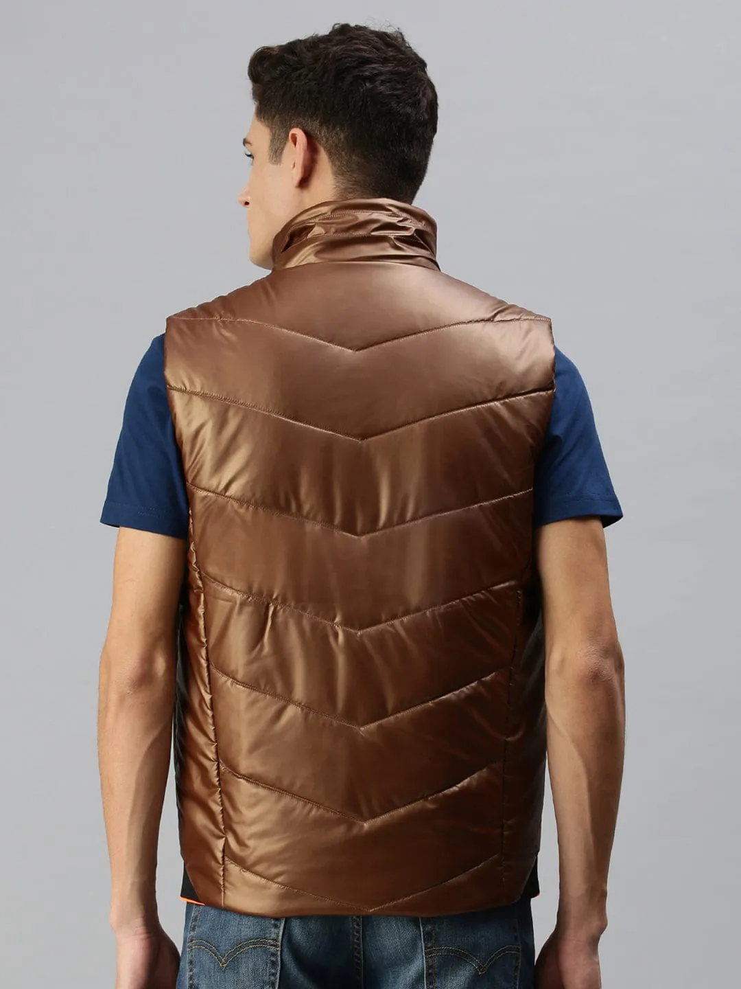Men Brown Colour blocked Lightweight Bomber Jacket