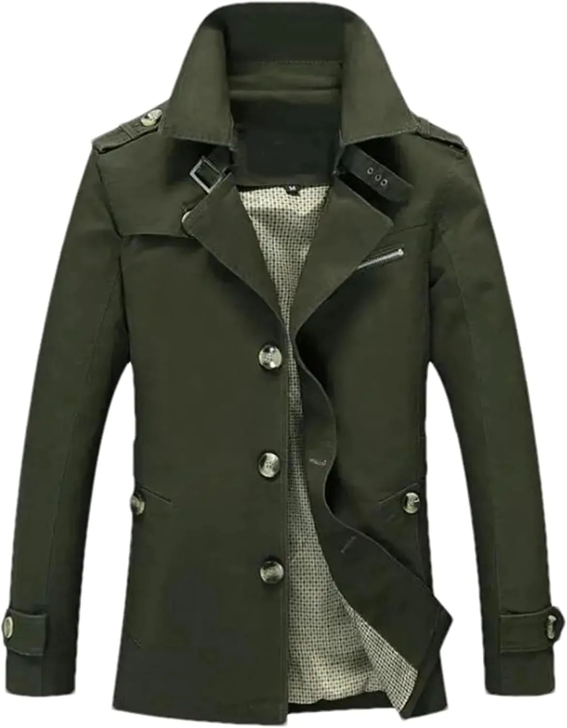 Men Winter Trench British Style Single Breasted Windbreaker Warm Jacket Coat Military Male