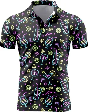 Mens 80s Golf Shirt Dry Fit Performance Short Sleeve Print Shirts Funny 90s Golf Shirts for Men