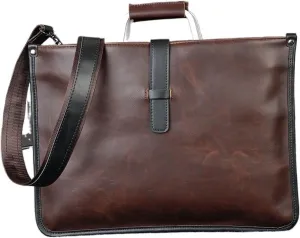 Men's Brown PU Leather Business Briefcase, Vintage Messenger Bag, Foam Padded Laptop File Bag