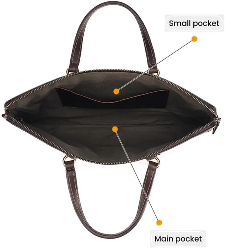 Men's Business Retro Briefcase Commuter Leather Handbag Man Cowhide Thin Custom Notes Computer Bag Man's Bag