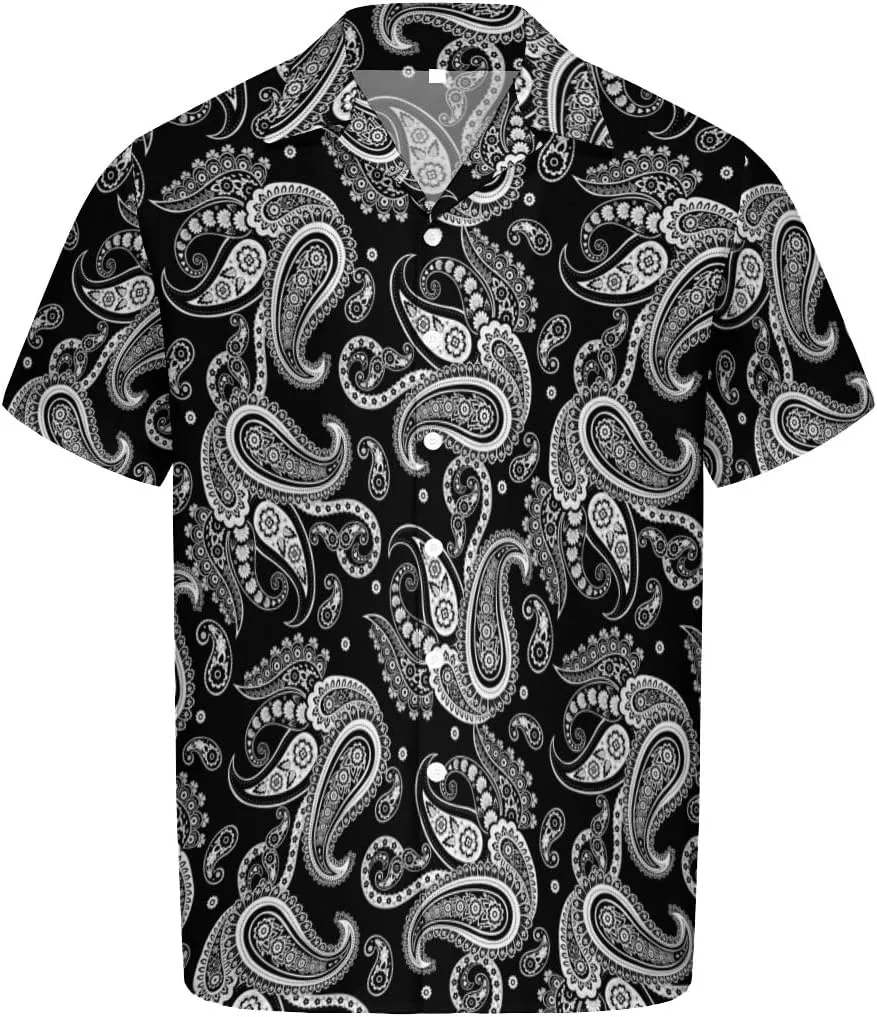 Men's Button Shirt Beach Shorts Set, Hawaiian Short Sleeve Shirt Quick Dry Beach Shorts 2 Pcs with Bucket Hat