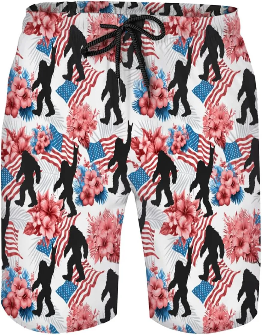 Men's Button Shirt Beach Shorts Set, Hawaiian Short Sleeve Shirt Quick Dry Beach Shorts 2 Pcs with Bucket Hat