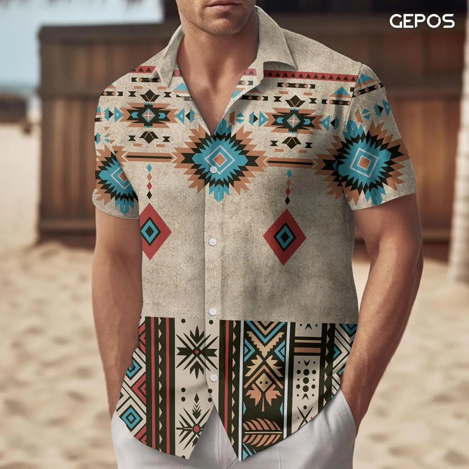 Men's Casual Hawaiian Shirt, Tropical Print Button Down Shirt for Men, Summer Short Sleeve, Gifts for Birthday