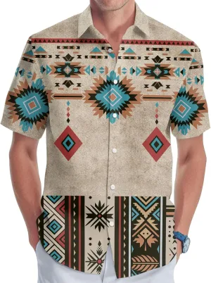 Men's Casual Hawaiian Shirt, Tropical Print Button Down Shirt for Men, Summer Short Sleeve, Gifts for Birthday