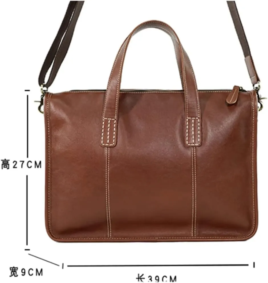 Men's Casual Tote Messenger Bag Briefcase Leather Bag Men for 13.3 Inch Laptop