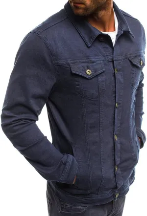 Mens Classic Signature Denim Trucker Jackets Stretch Washed Cotton Unlined Western Cowboy Jean Jacket with Pockets
