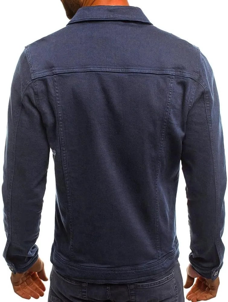 Mens Classic Signature Denim Trucker Jackets Stretch Washed Cotton Unlined Western Cowboy Jean Jacket with Pockets