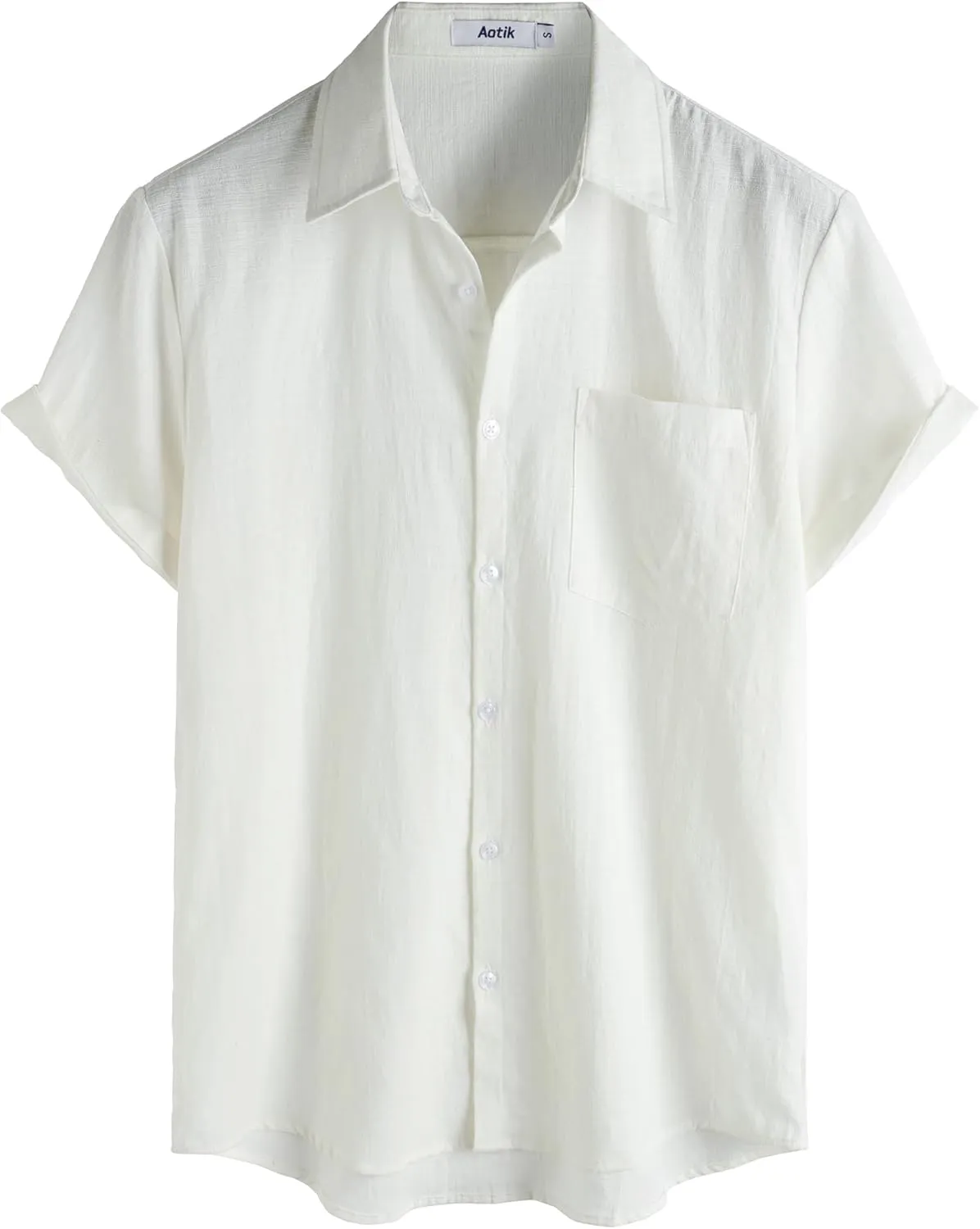 Mens Cotton Linen Shirts Casual Button Down Short Sleeve Shirt Vacation Beach Summer Hawaiian Shirt with Pocket