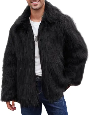 Men's Fashion Warm Thick Coat Jacket Faux Fur Outwear Cardigan Overcoat Winter Coat Lightweight Jacket Long Trench