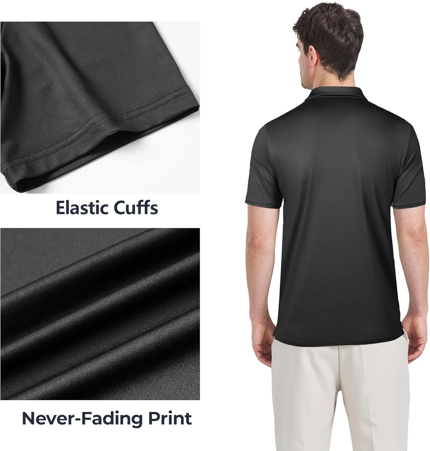 Men's Golf Polo Shirts Performance - Recycled Polyester Moisture-Wicking Dry Fit Short Sleeve Golfing Apparel