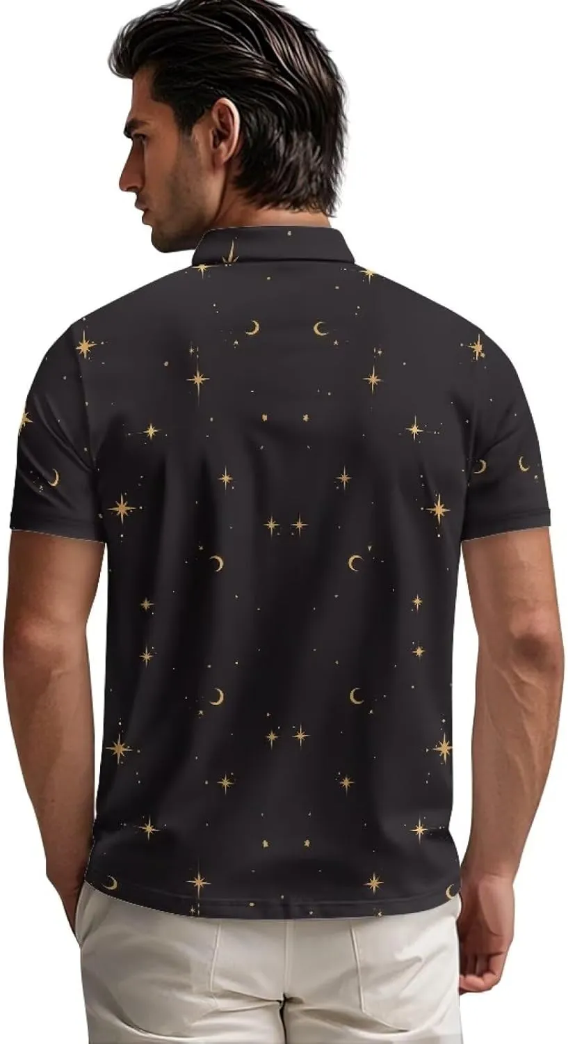 Men's Golf Shirts Short Sleeve Zipper Shirt Casual Slim Fit Sports Golf Shirt Summer Athletic Tennis Tops
