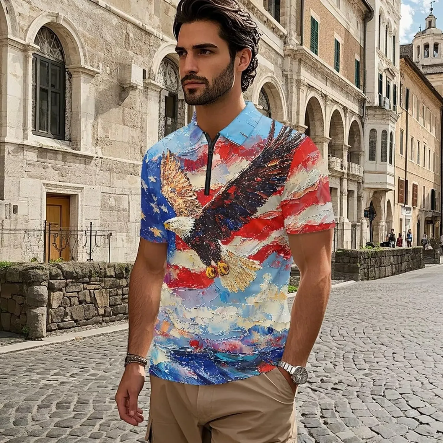 Men's Golf Shirts Short Sleeve Zipper Shirt Casual Slim Fit Sports Golf Shirt Summer Athletic Tennis Tops