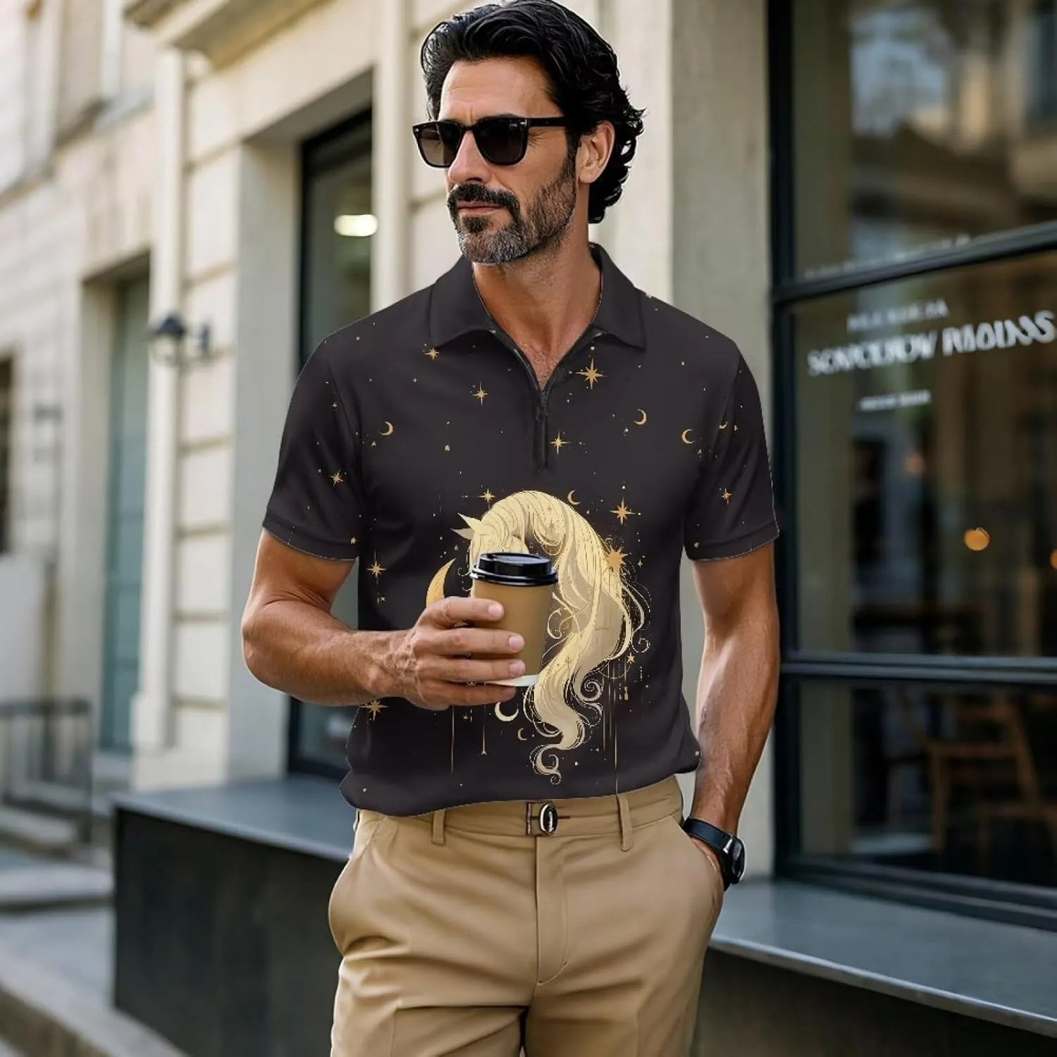 Men's Golf Shirts Short Sleeve Zipper Shirt Casual Slim Fit Sports Golf Shirt Summer Athletic Tennis Tops