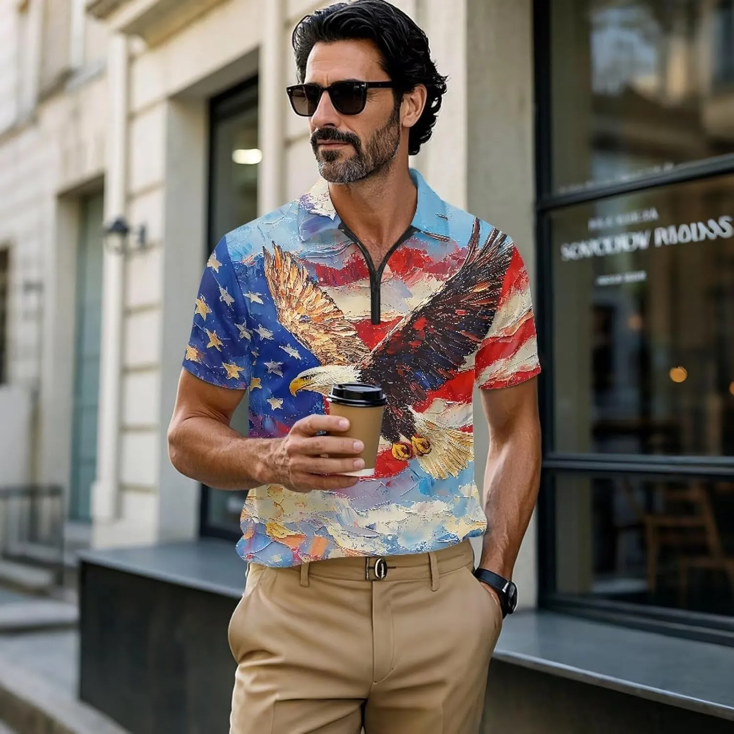 Men's Golf Shirts Short Sleeve Zipper Shirt Casual Slim Fit Sports Golf Shirt Summer Athletic Tennis Tops
