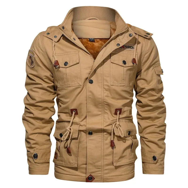 Men's Hooded Winter Jackets and Coats Fleece Warm Coats Thermal Thicker Outerwear Male Military Jackets Warm Parkas Size 6XL