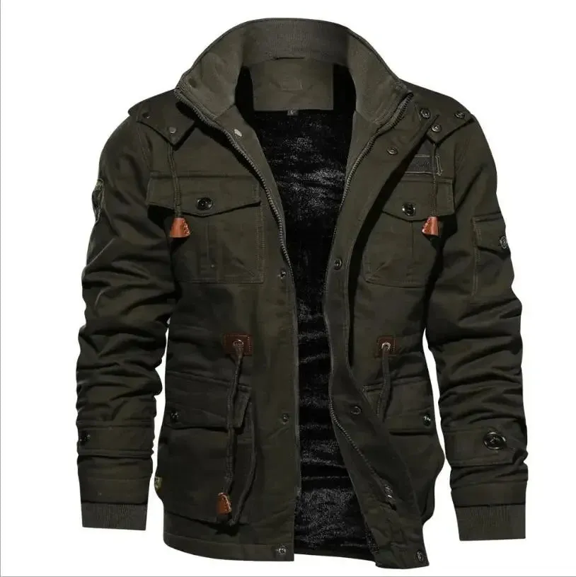 Men's Hooded Winter Jackets and Coats Fleece Warm Coats Thermal Thicker Outerwear Male Military Jackets Warm Parkas Size 6XL