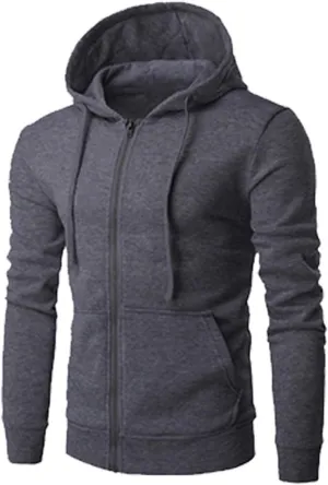 Mens Hoodies Casual Zip Up Outdoor Jackets Long Sleeve Running Workout Coats Trendy Solid Color Outwear With Pocket