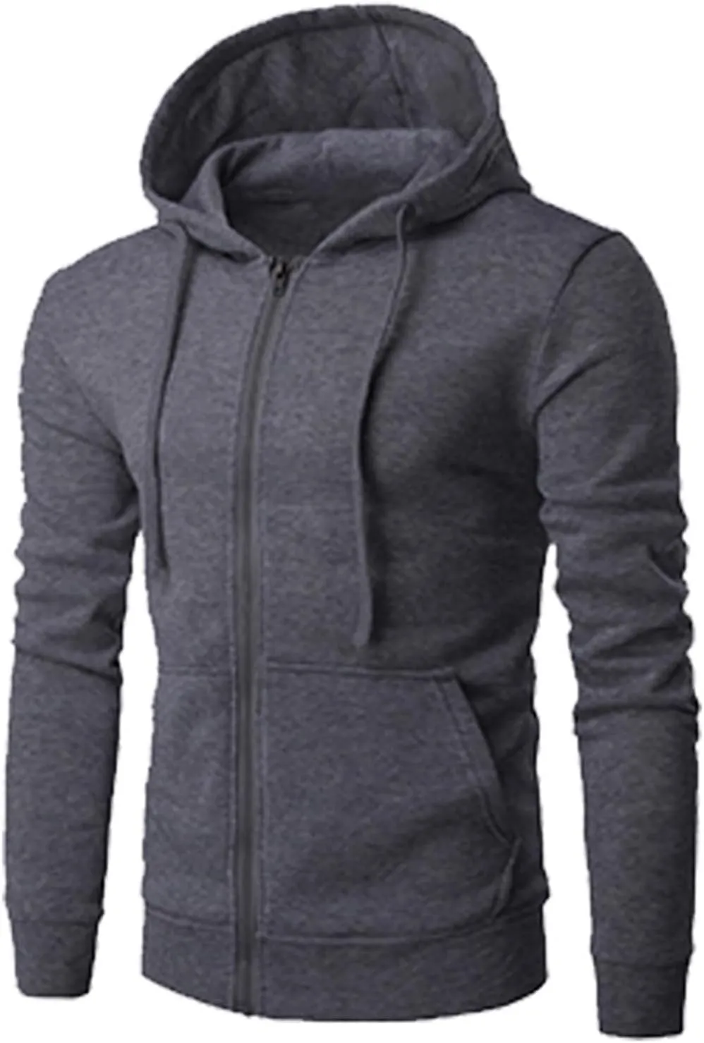 Mens Hoodies Casual Zip Up Outdoor Jackets Long Sleeve Running Workout Coats Trendy Solid Color Outwear With Pocket
