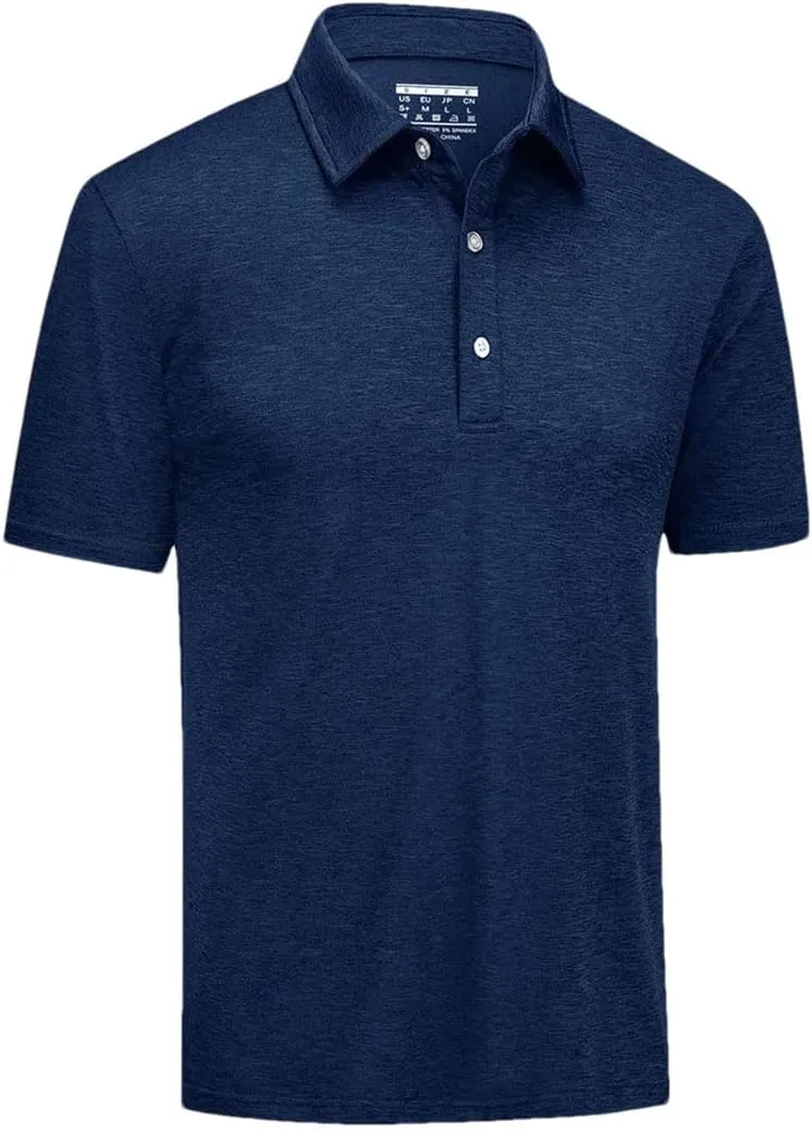 Men's Lightweight Polo Shirts Quick Dry Shot Sleeve T-Shirts Breathable Golf Shirt Tennis Sport Tops
