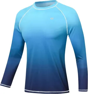 Men's Long Sleeve Swim Shirts Rashguard UPF 50  UV Sun Protection Shirt Athletic Workout Running Hiking T-Shirt Swimwear