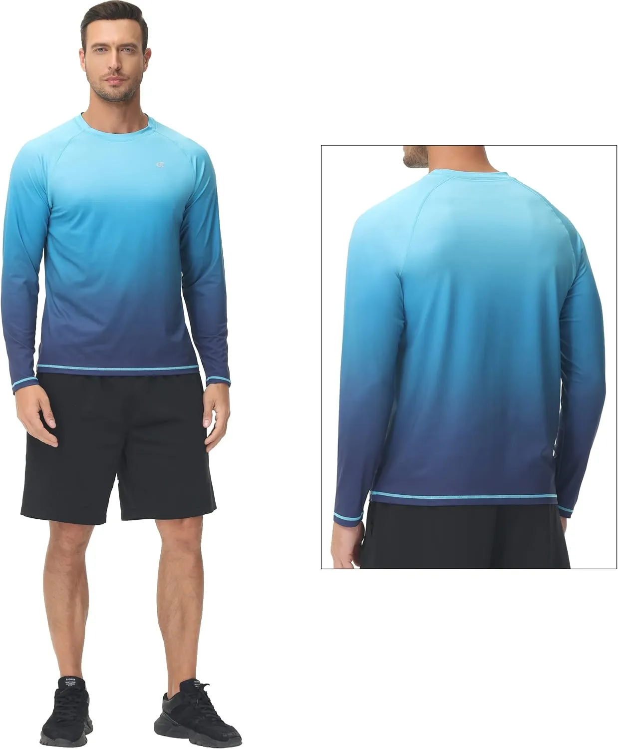 Men's Long Sleeve Swim Shirts Rashguard UPF 50  UV Sun Protection Shirt Athletic Workout Running Hiking T-Shirt Swimwear