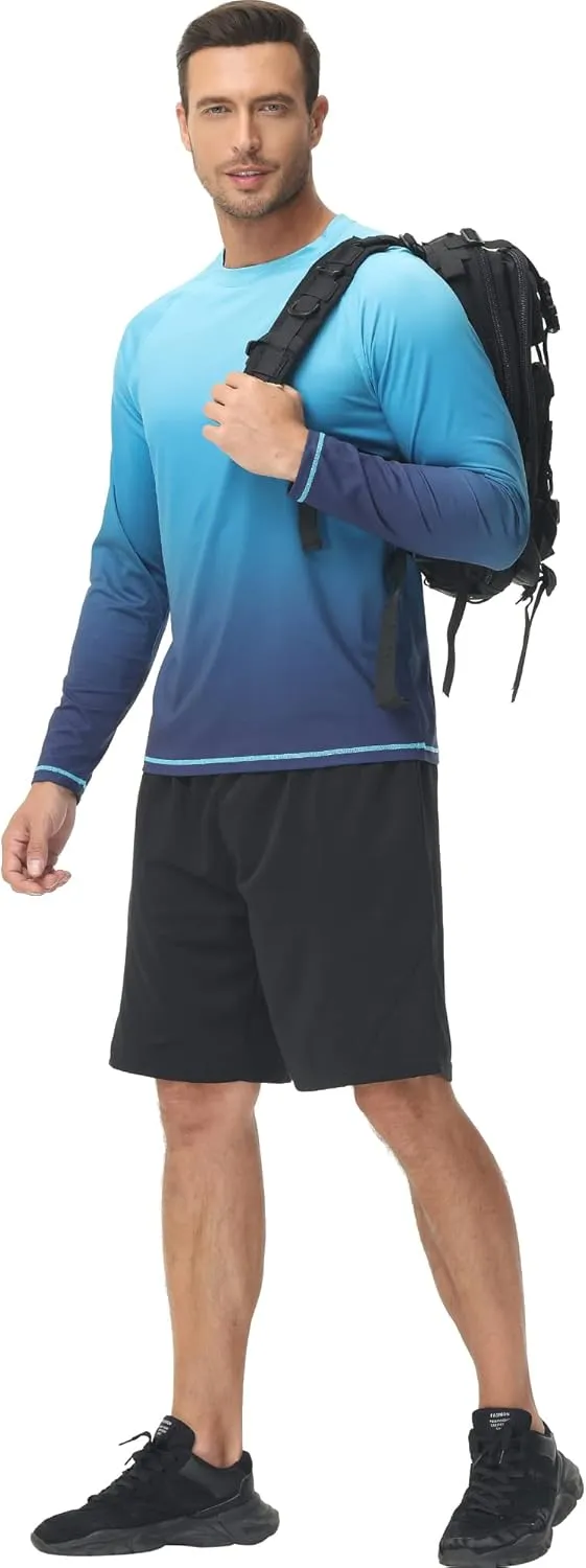 Men's Long Sleeve Swim Shirts Rashguard UPF 50  UV Sun Protection Shirt Athletic Workout Running Hiking T-Shirt Swimwear