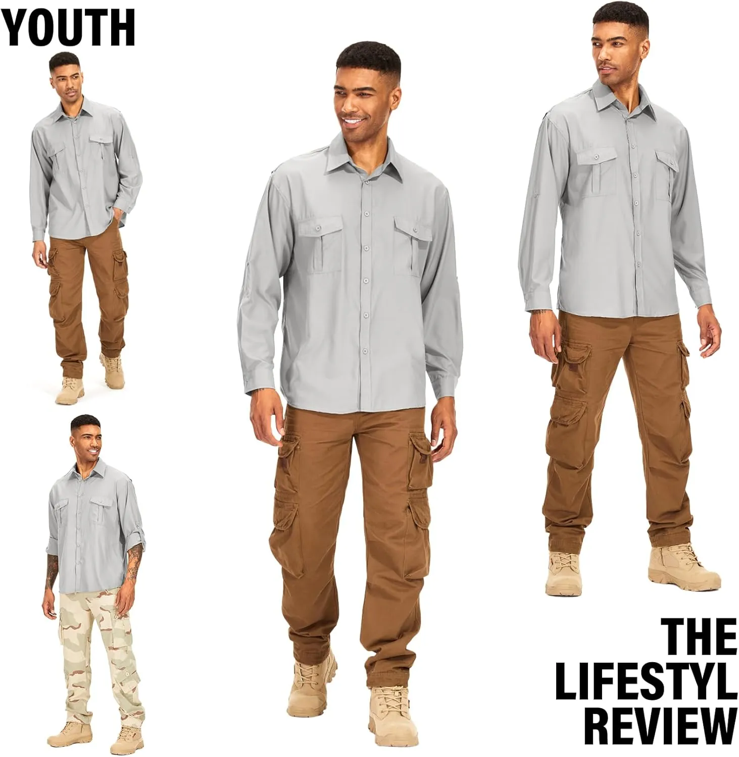 Men's Long Sleeve UV Sun Protection Shirt UPF 50  Quick Dry Cooling,Fishing Shirt for Safari Travel Hiking