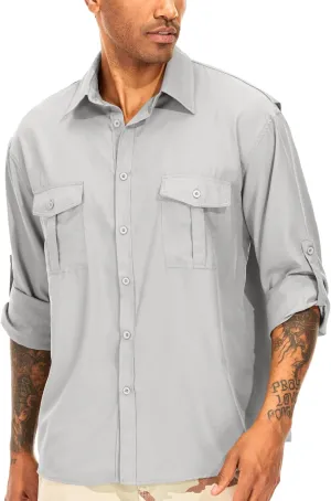 Men's Long Sleeve UV Sun Protection Shirt UPF 50  Quick Dry Cooling,Fishing Shirt for Safari Travel Hiking