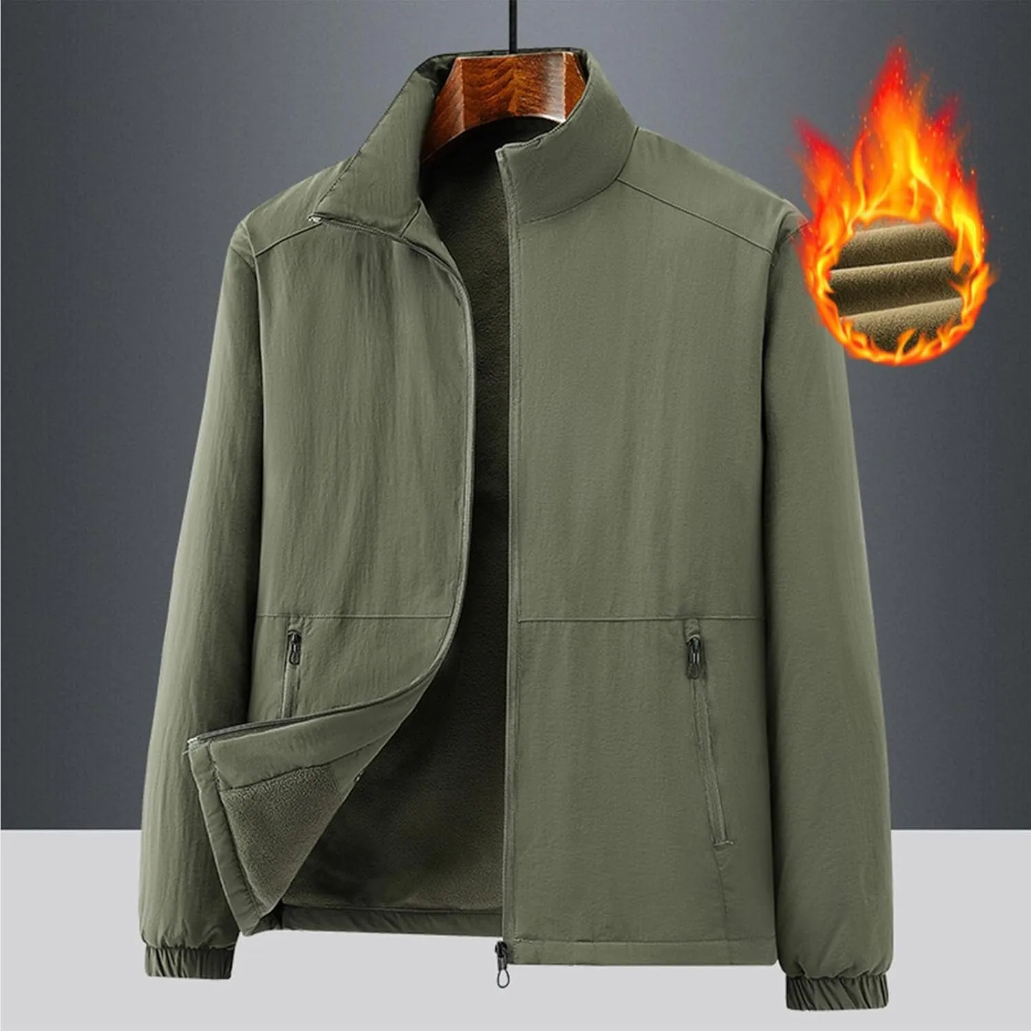 Mens Plus Size Winter Jackets Warm Thick Fleece Lined Sherpa Coats Thermal Padded Cotton Puffer Outerwear