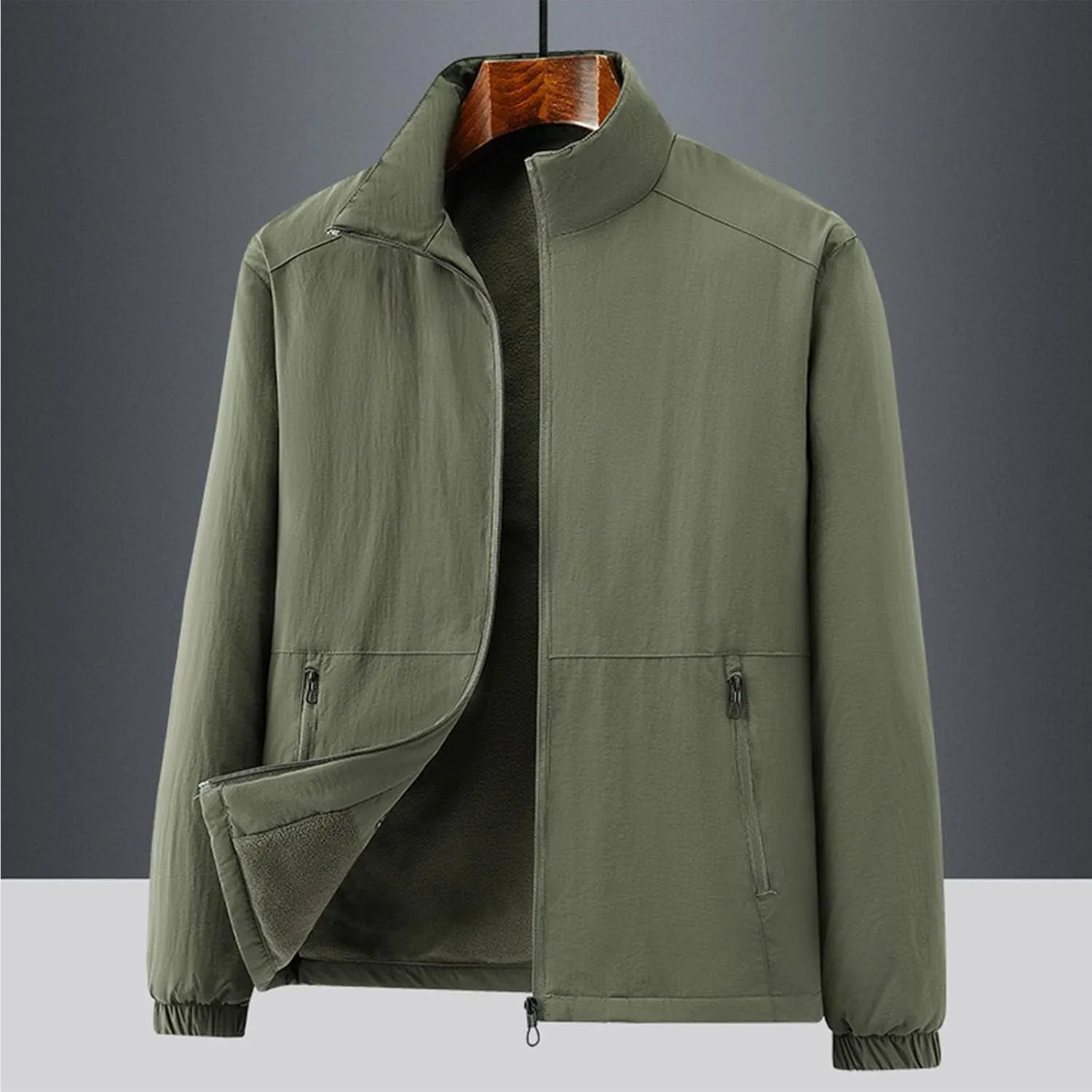 Mens Plus Size Winter Jackets Warm Thick Fleece Lined Sherpa Coats Thermal Padded Cotton Puffer Outerwear