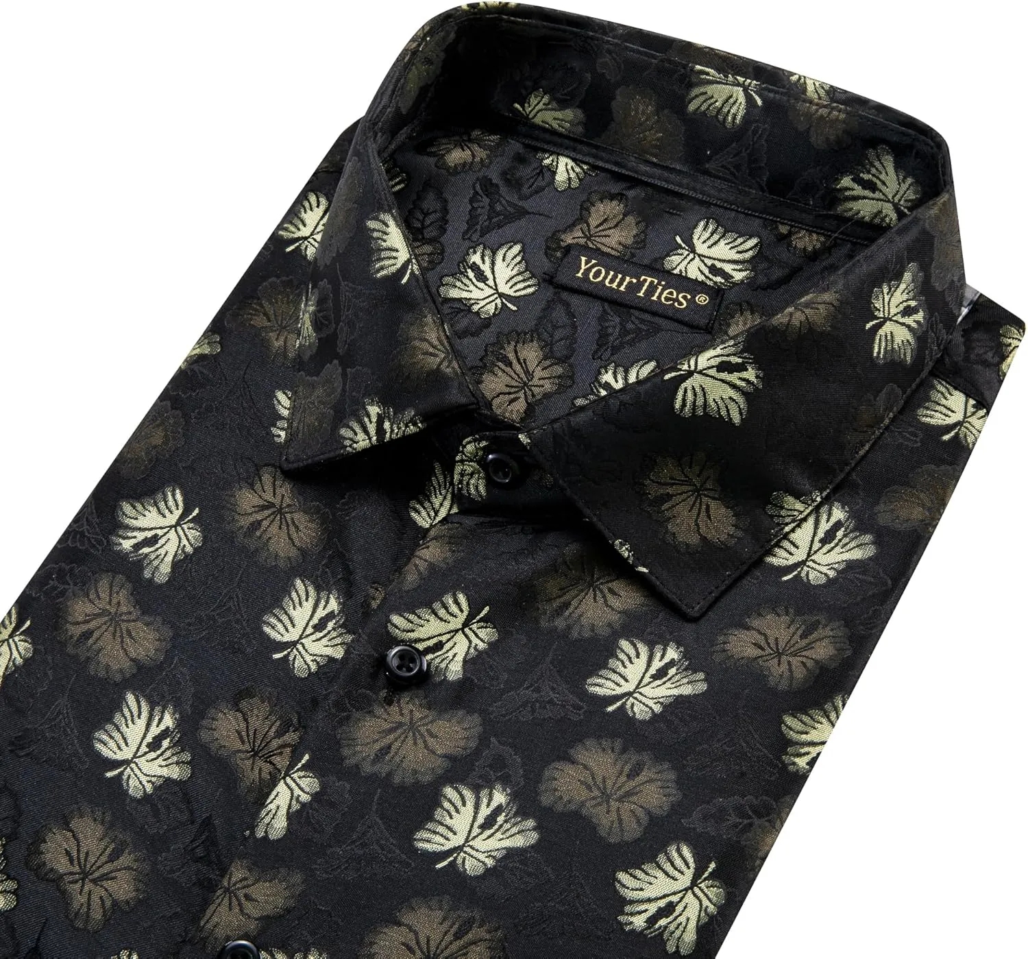 Mens Silk Paisley Dress Shirt Casual Button Down Shirt Long Sleeve Western Floral Shirts Wedding Party Holiday