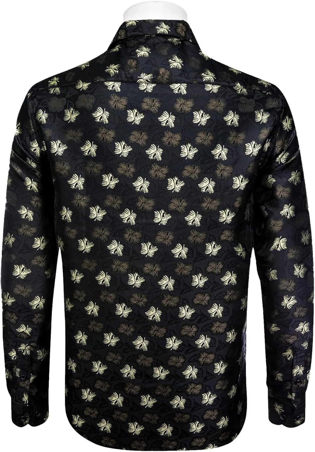 Mens Silk Paisley Dress Shirt Casual Button Down Shirt Long Sleeve Western Floral Shirts Wedding Party Holiday