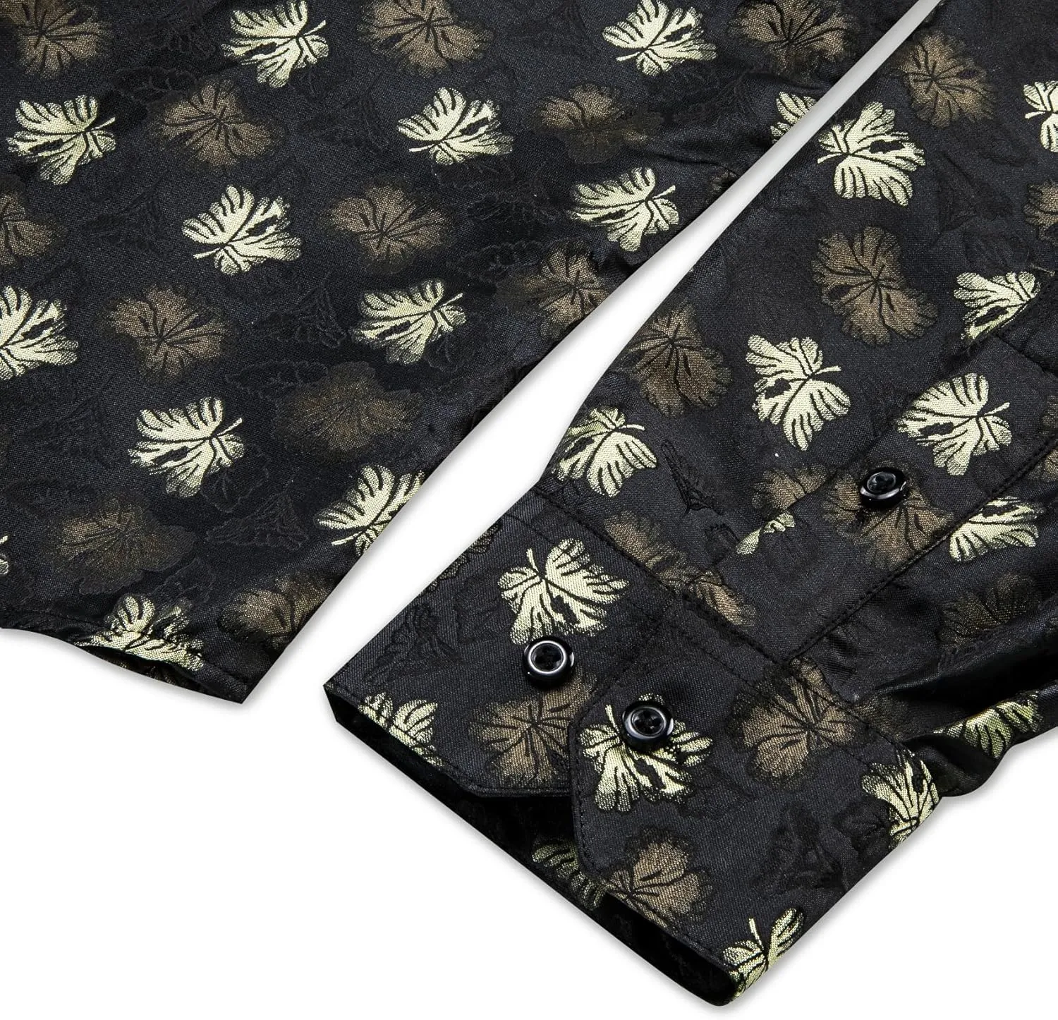 Mens Silk Paisley Dress Shirt Casual Button Down Shirt Long Sleeve Western Floral Shirts Wedding Party Holiday