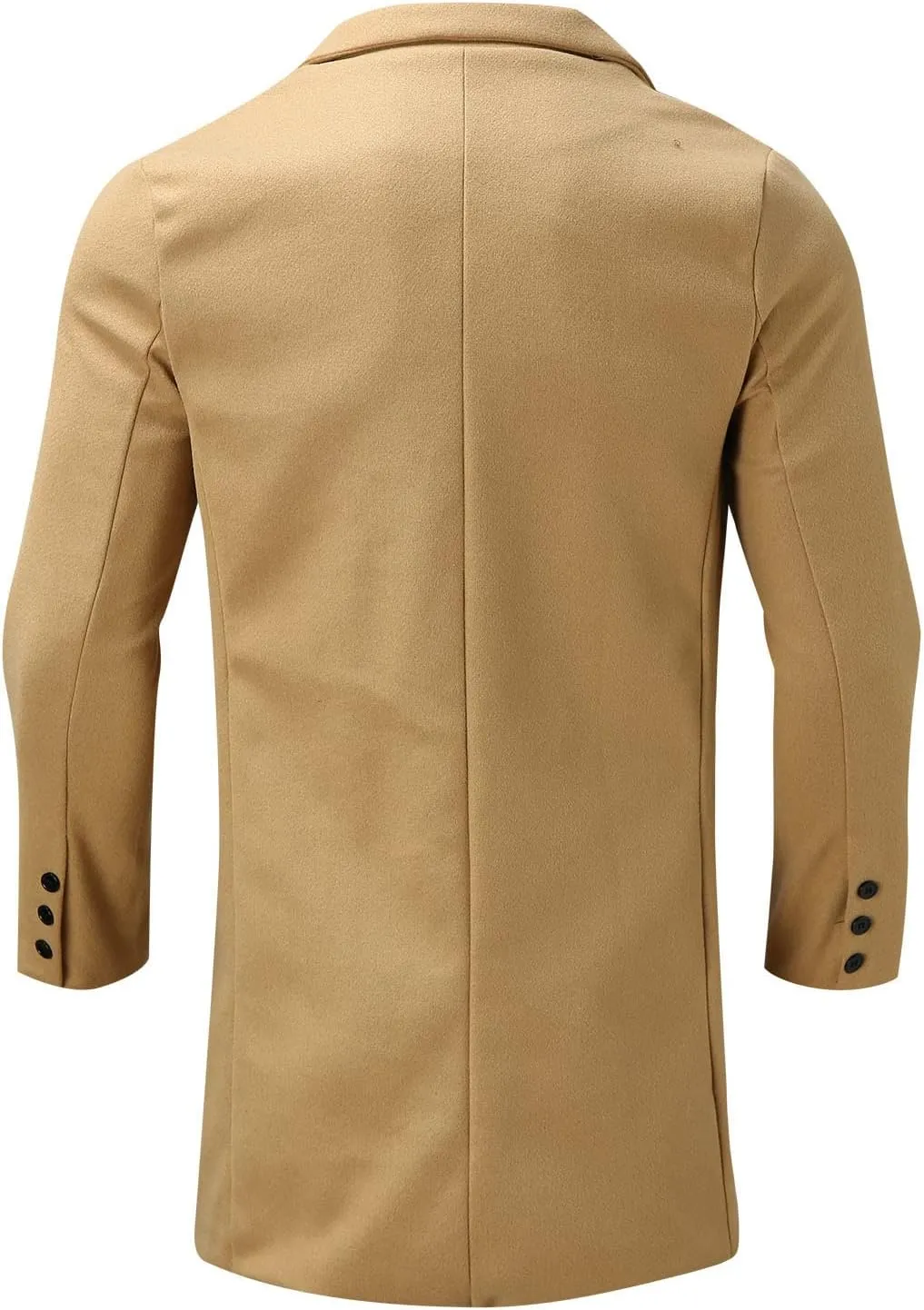 Mens Single Breasted Trench Coat Winter Pea Coat Notch Lapel Long Casual Overcoat Slim Fit Long Jacket Pea Coat
