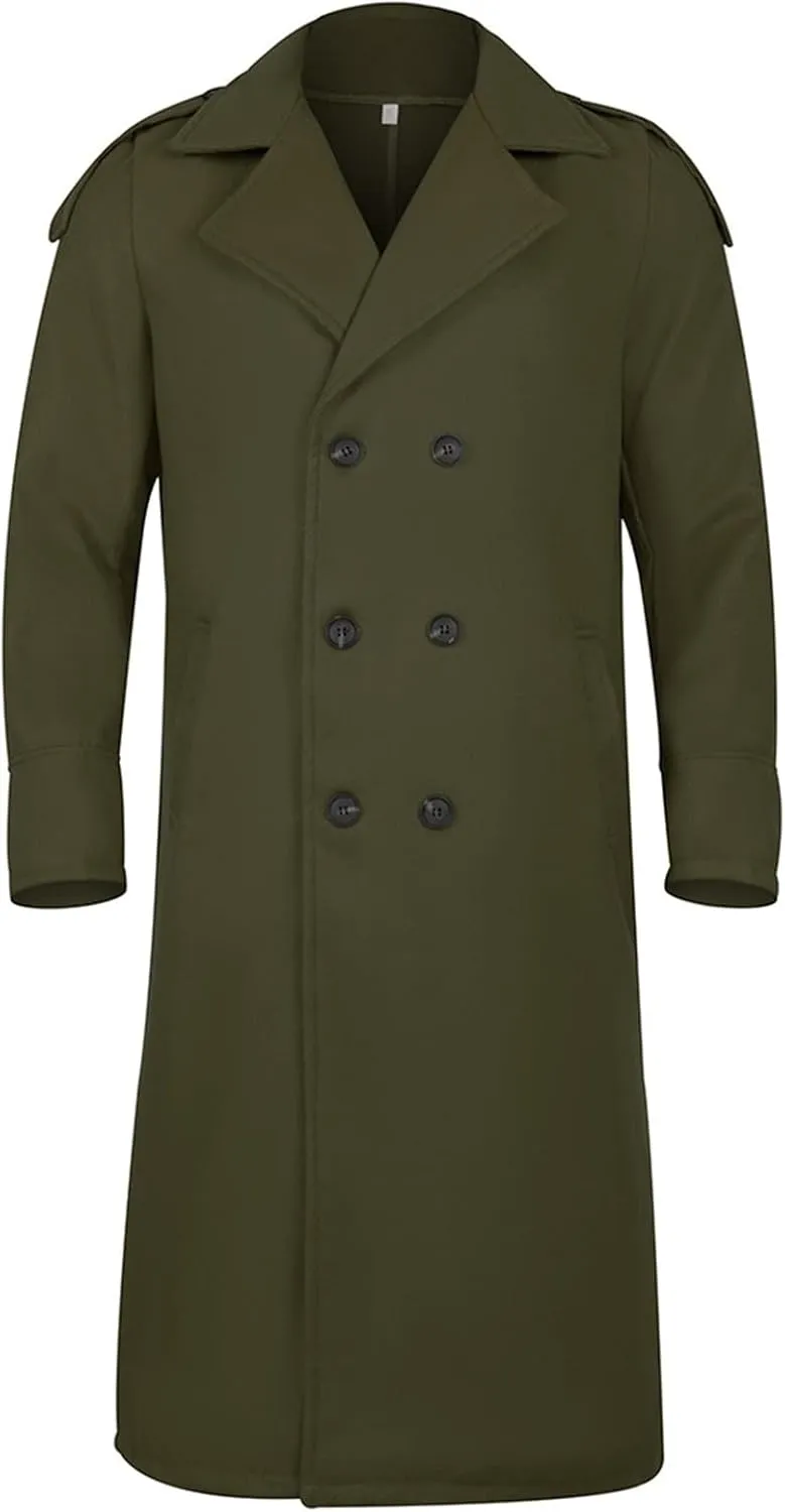 Men's Single Breasted Warm Peacoat Trench Winter Classic Overcoat with Pockets