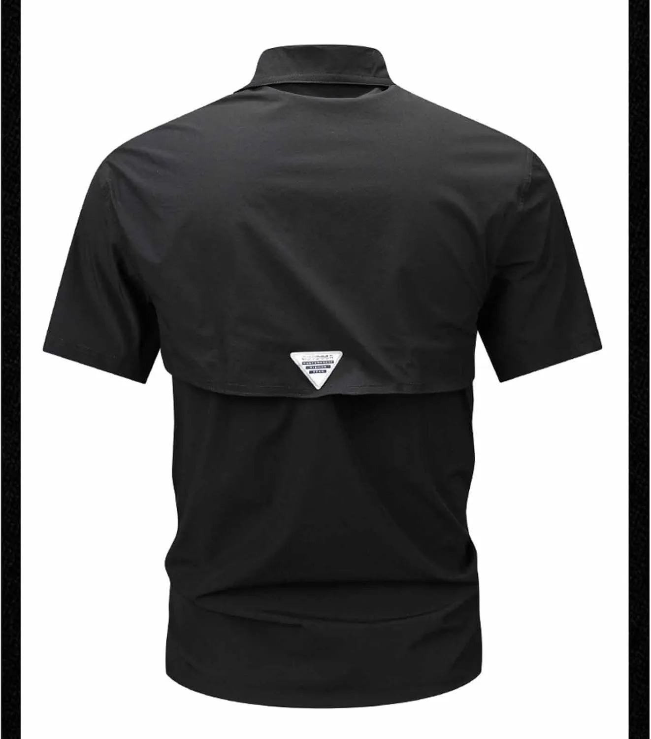 Men's Summer Short Sleeve Shirt Stretch Quick Dry Thin T-Shirt with Pocket Work Slim Button Top