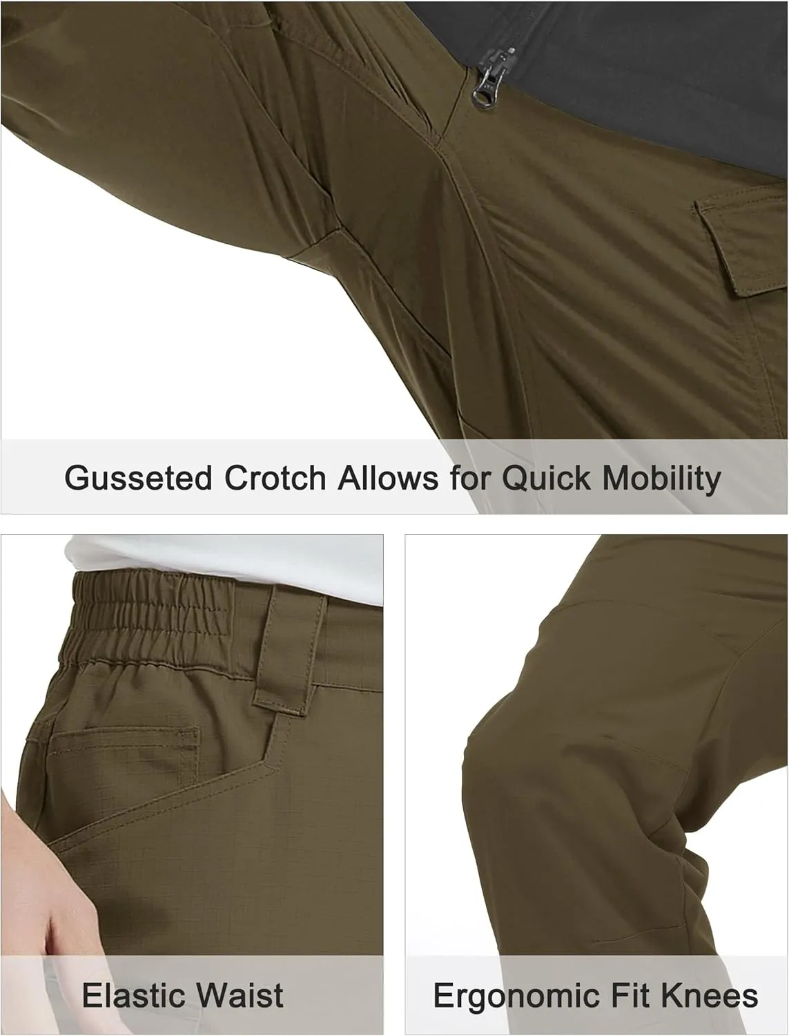 Men's Tactical Pants Stretch Ripstop with 14 Multi Pockets Water Resistant Gusseted Work Cargo Pants